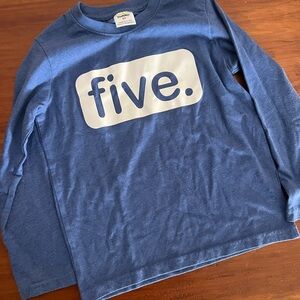 Blue Long Sleeve Kids “Five” Shirt